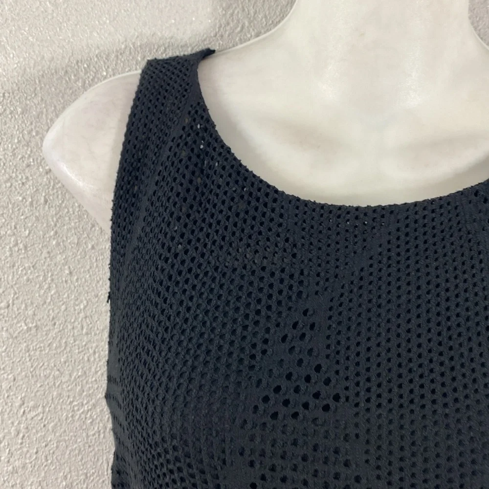 NWT Anne Klein black perforated sleeveless midi dress 12 L16